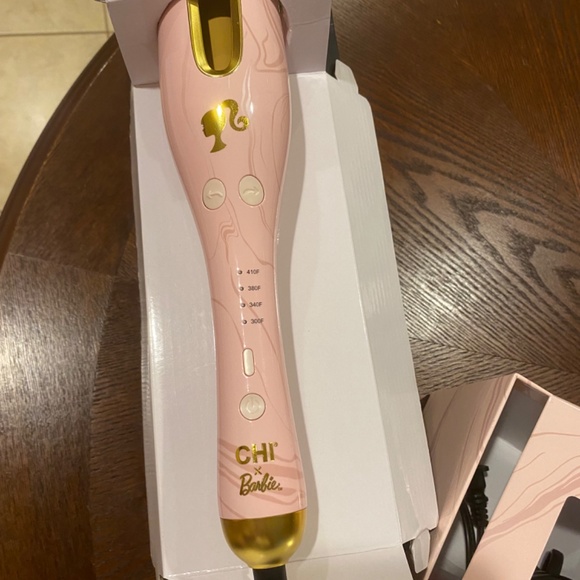 Chi Authentic Limited Ed Pink Barbie Hair Curler Ceramic Rotating Curling FullSz - Picture 9 of 13